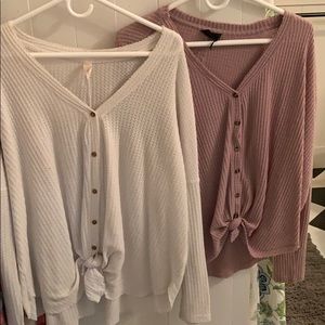 Comfy waffle long sleeve tops